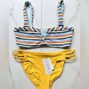 Nwt Anthropologie l*space yellow Kennedy bottom Lee Lee wire stripe bikini top